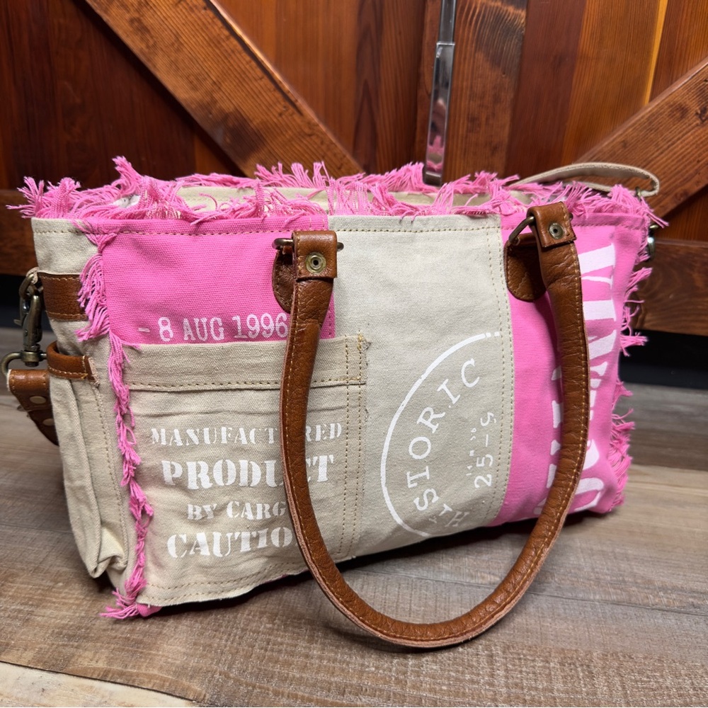 Myra Bag Queen Creek Upcycled Tote Shoulder Purse Canvas Bag Vintage Handbag - Picture 3 of 10